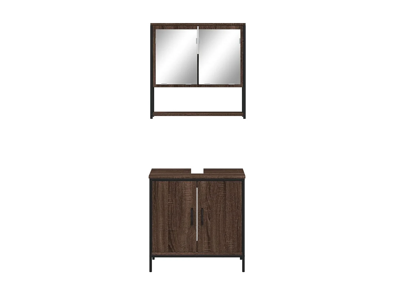 Ensemble de meubles de salle de bain 2 pcs Chêne marron