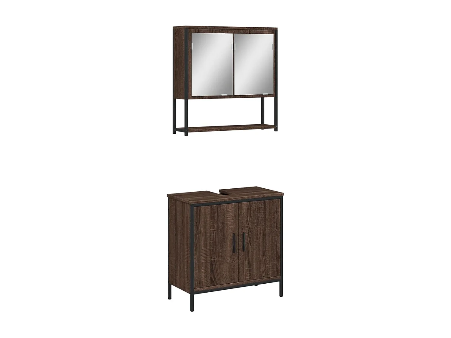 Ensemble de meubles de salle de bain 2 pcs Chêne marron