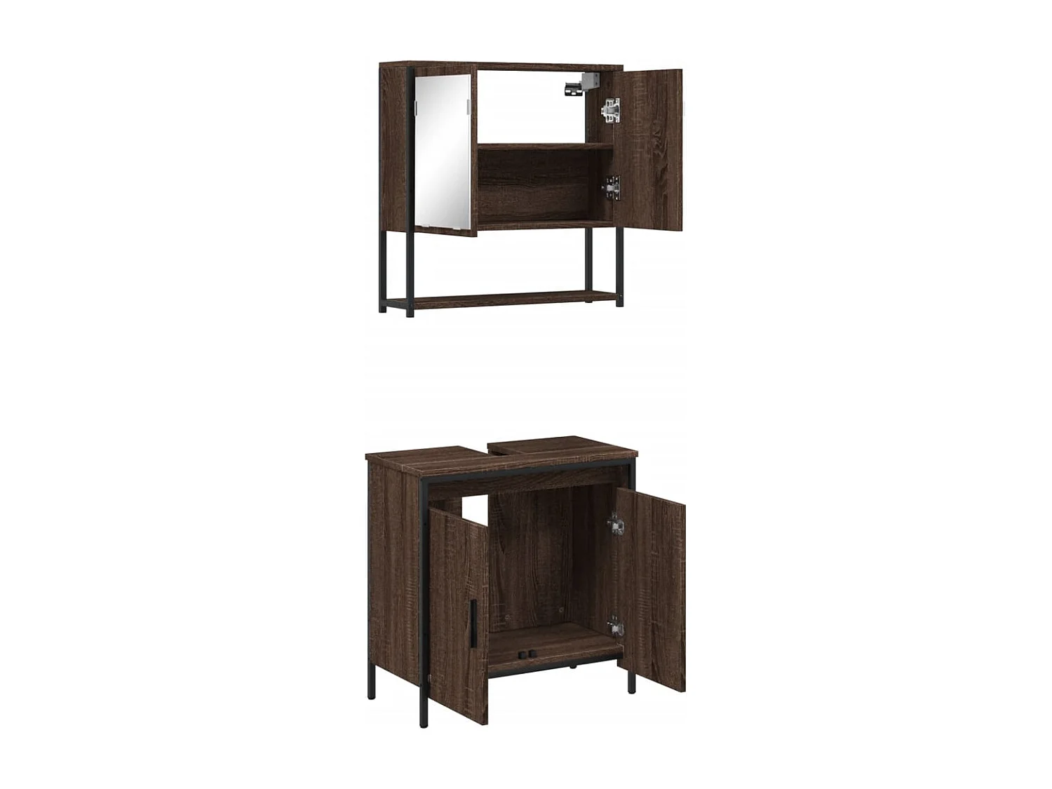 Ensemble de meubles de salle de bain 2 pcs Chêne marron