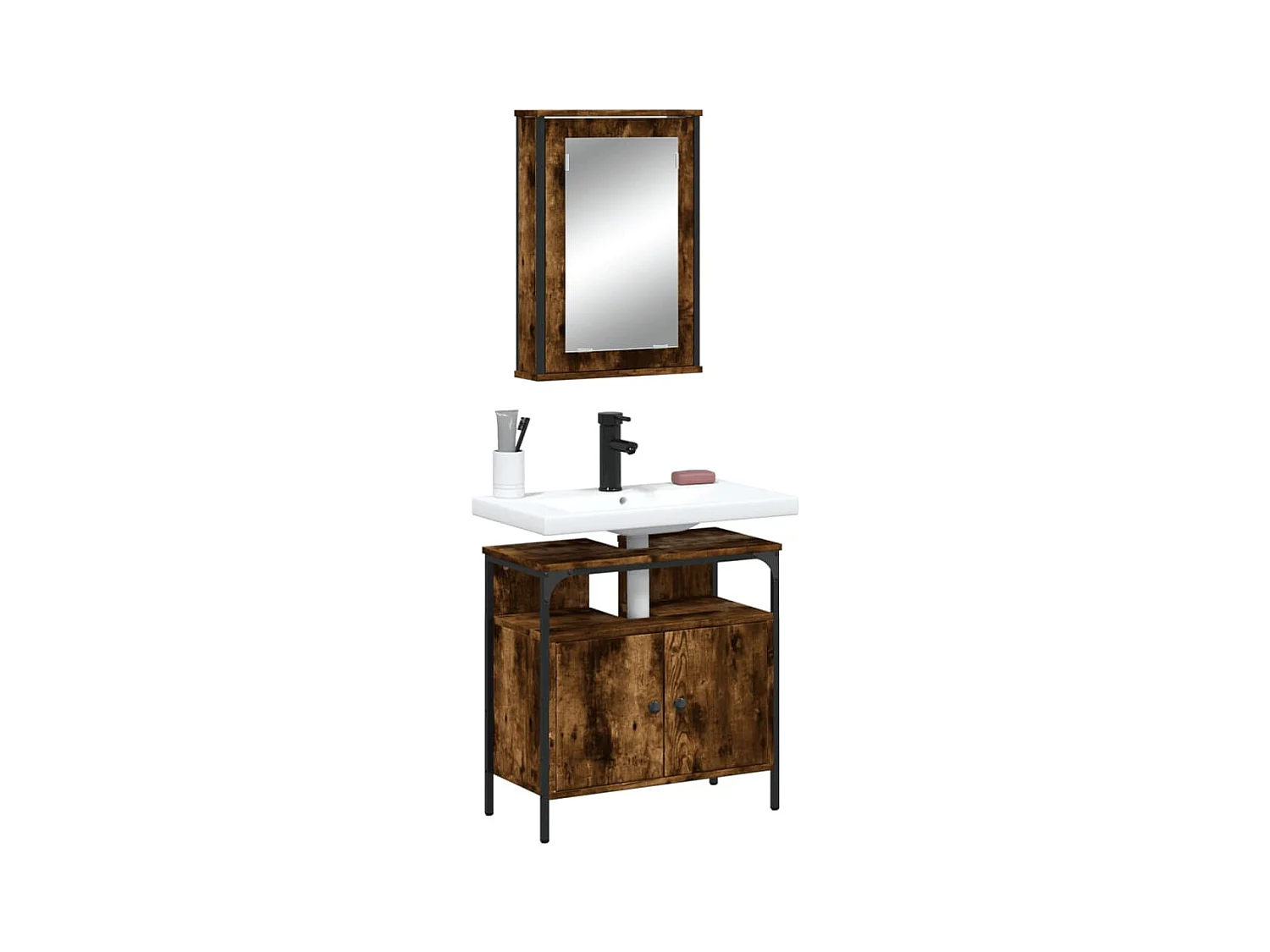 Ensemble de meubles de salle de bain 2 pcs Chêne fumé