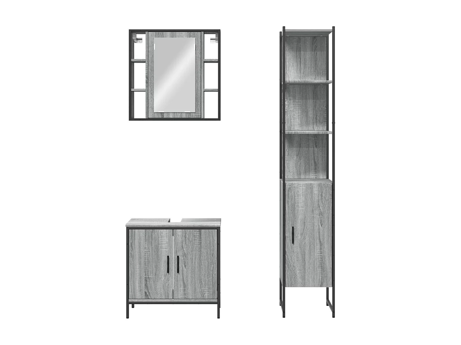 Ensemble d'armoires de salle de bain 3 pcs sonoma gris