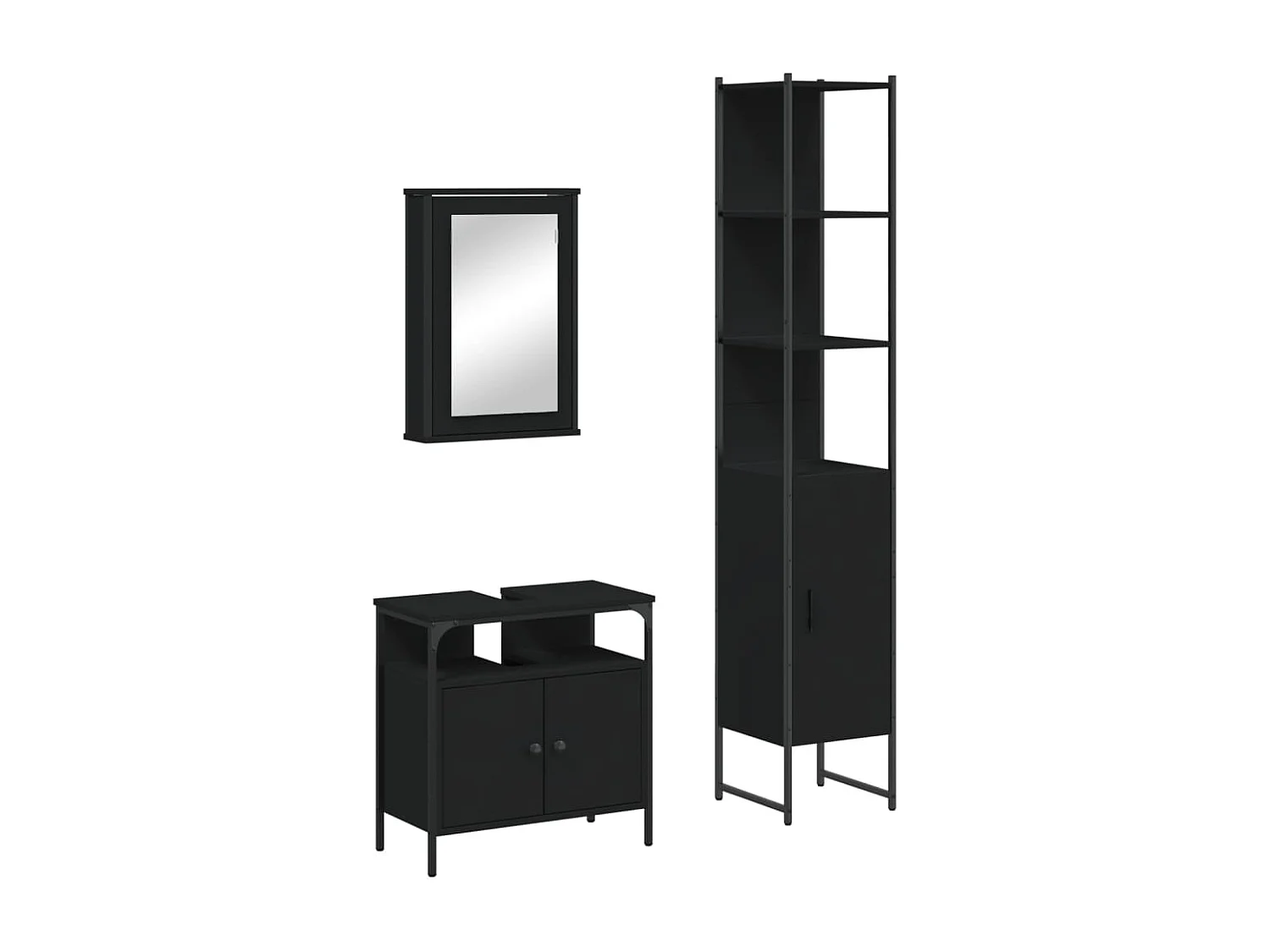 Ensemble de meubles salle de bain 3 pcs noir bois d'ingénierie
