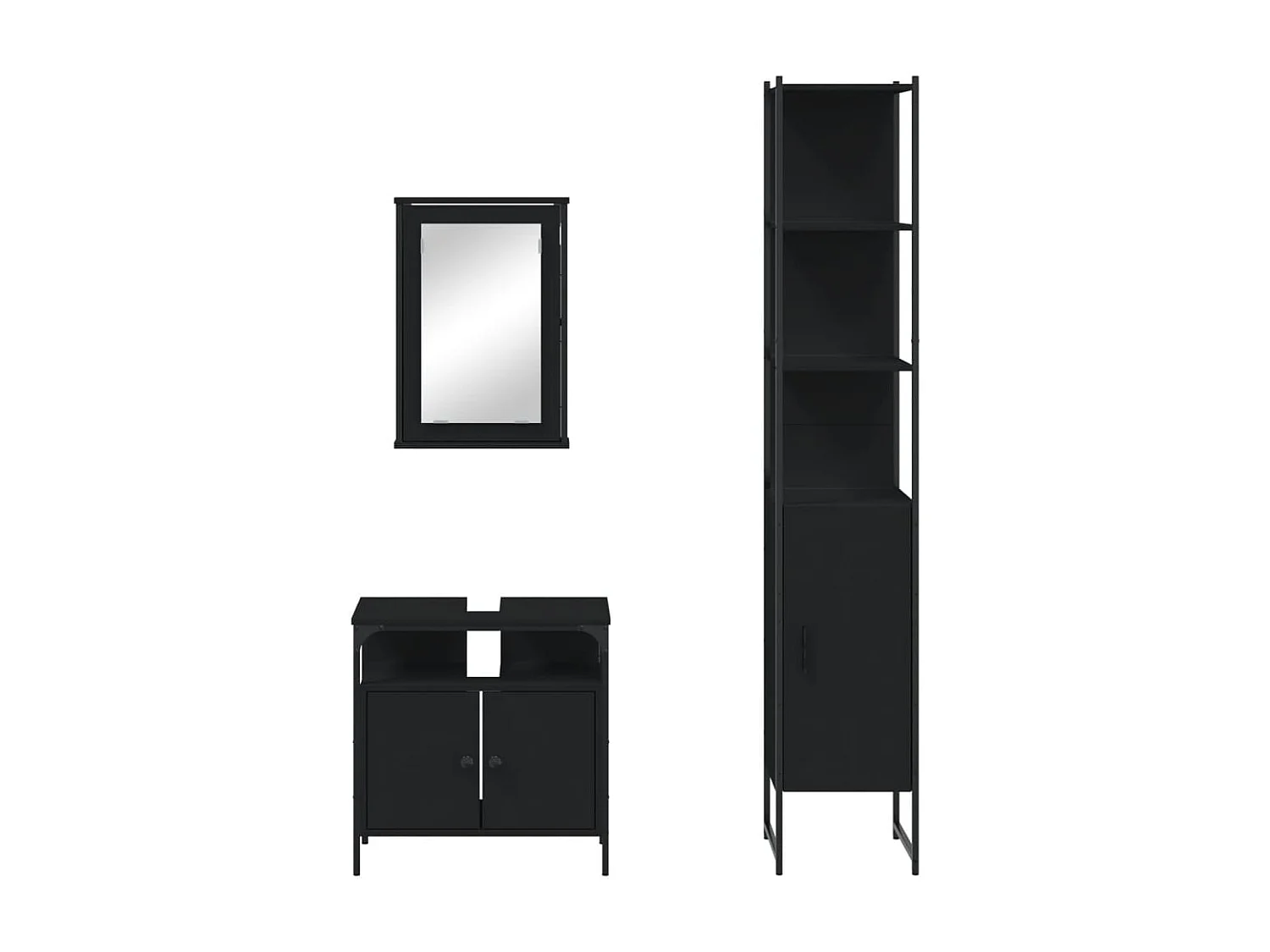 Ensemble de meubles salle de bain 3 pcs noir bois d'ingénierie