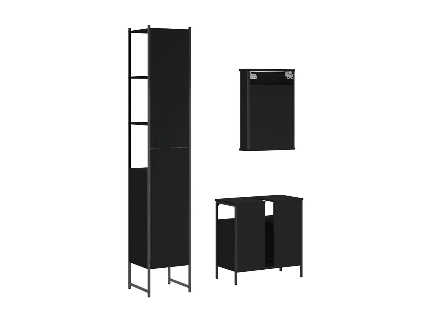 Ensemble de meubles salle de bain 3 pcs noir bois d'ingénierie