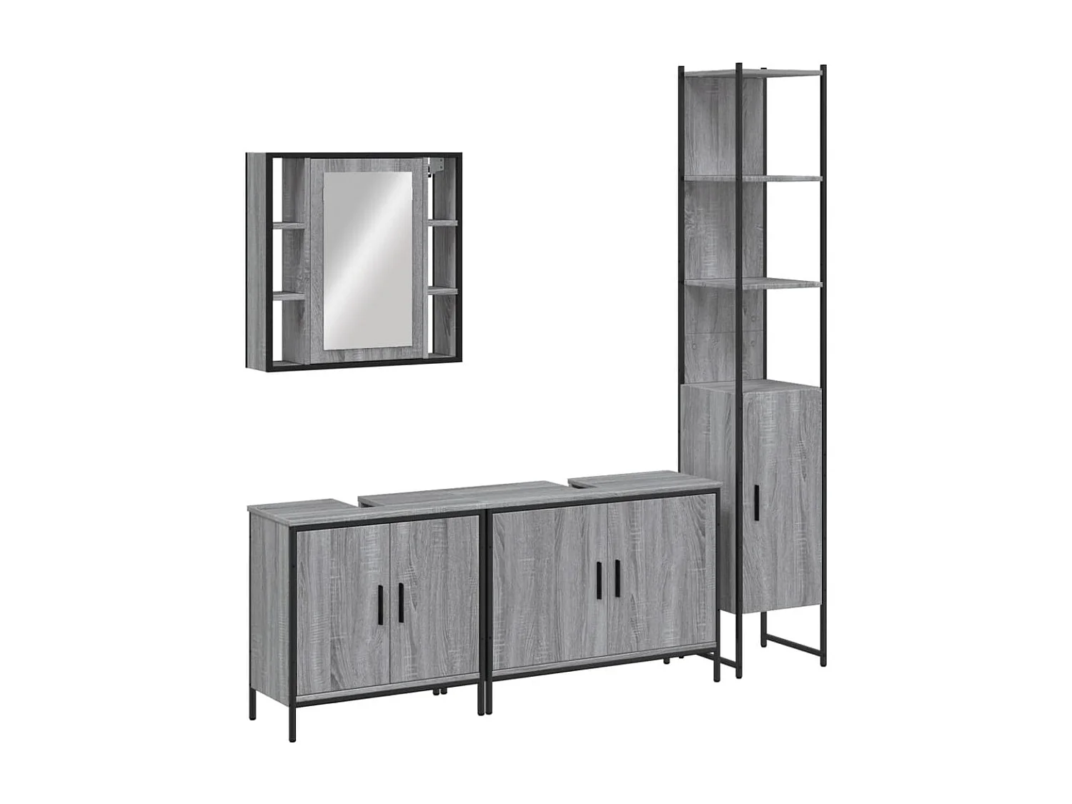 Ensemble d'armoires de salle de bain 4 pcs sonoma gris