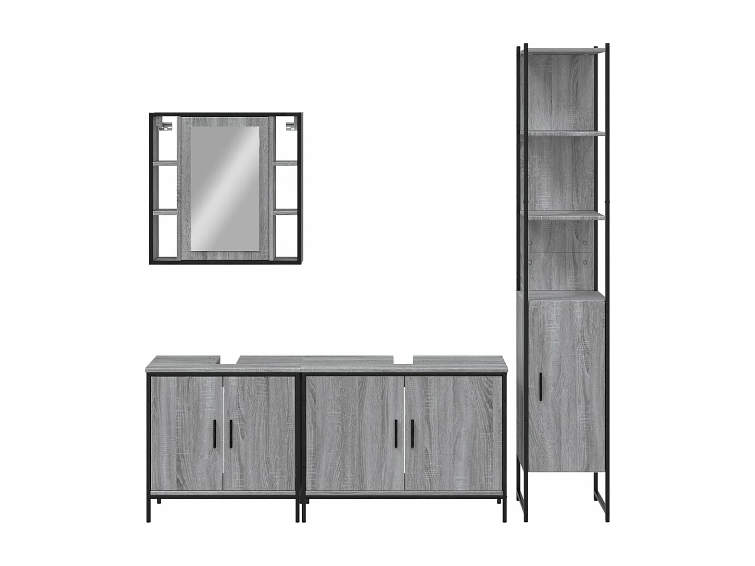 Ensemble d'armoires de salle de bain 4 pcs sonoma gris