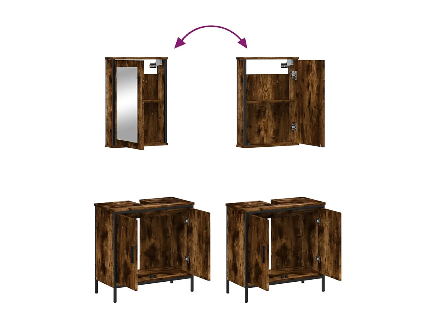 Ensemble de meubles de salle de bain 2 pcs Chêne fumé