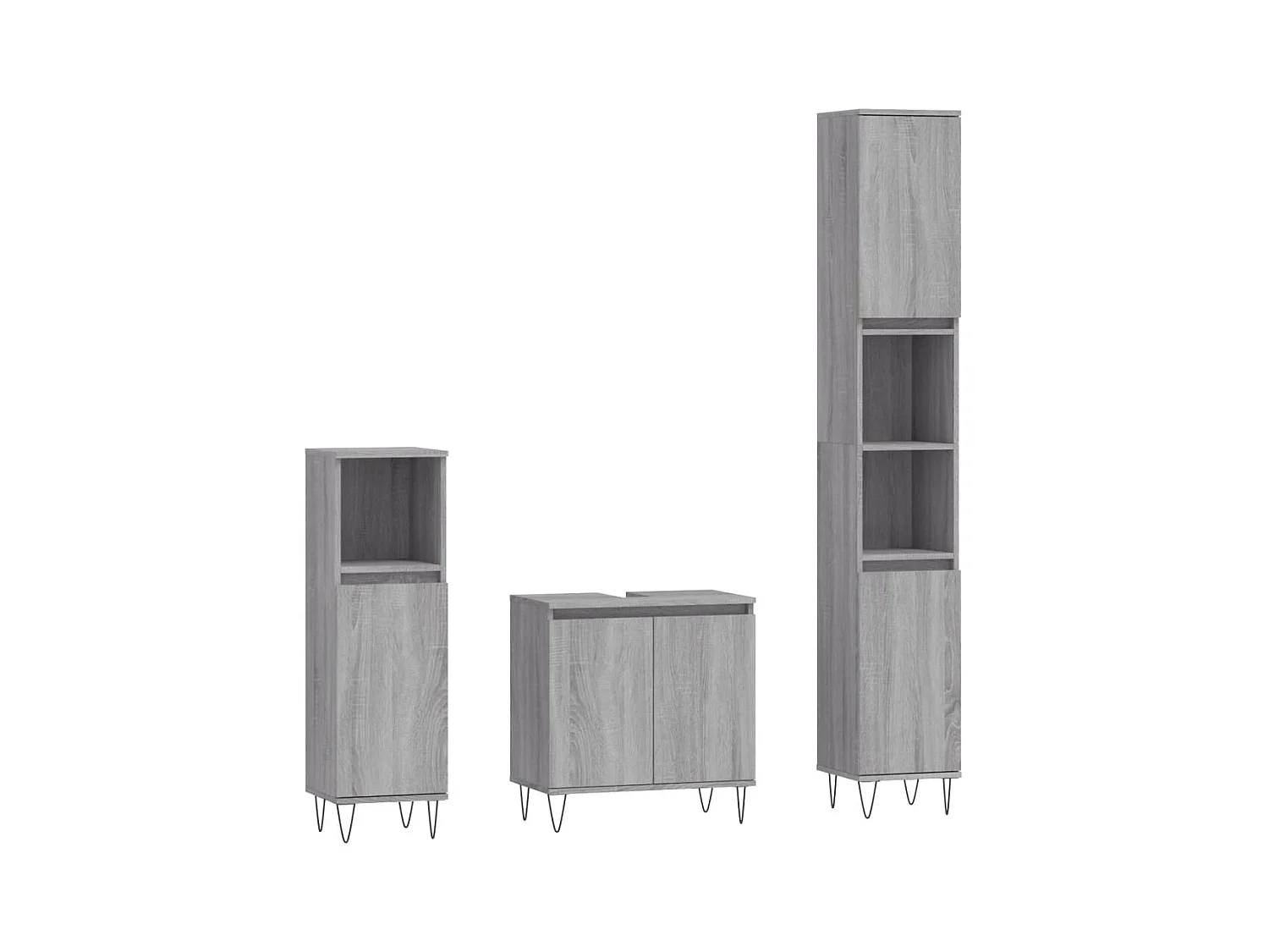 Ensemble d'armoires de salle de bain 3 pcs sonoma gris