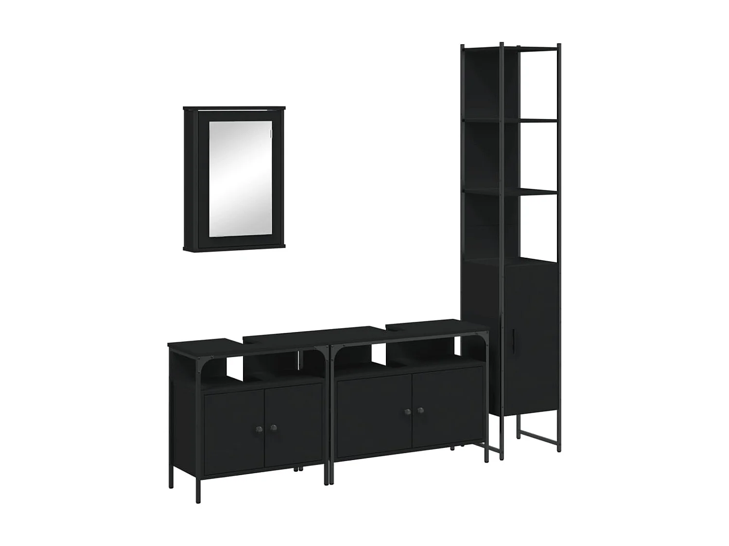 Ensemble de meubles salle de bain 4 pcs noir bois d'ingénierie