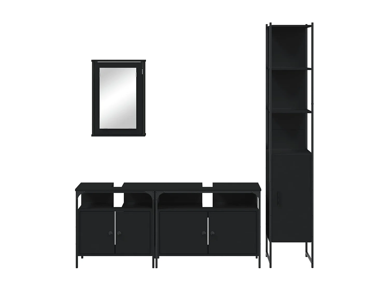 Ensemble de meubles salle de bain 4 pcs noir bois d'ingénierie