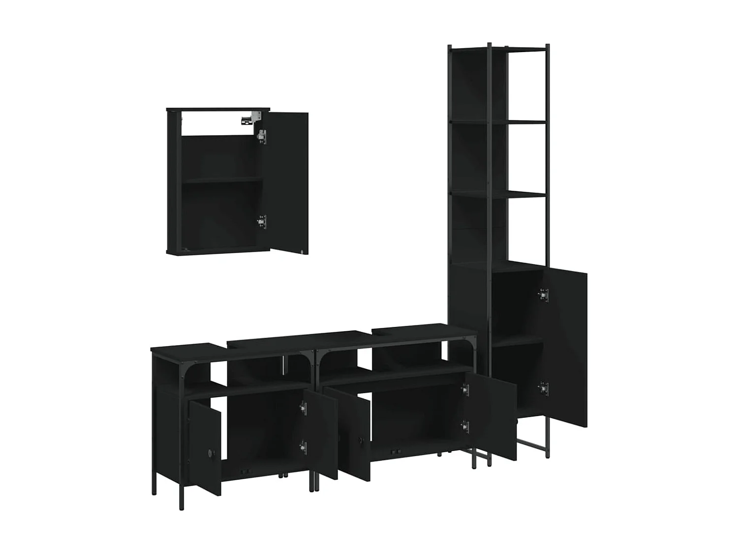 Ensemble de meubles salle de bain 4 pcs noir bois d'ingénierie