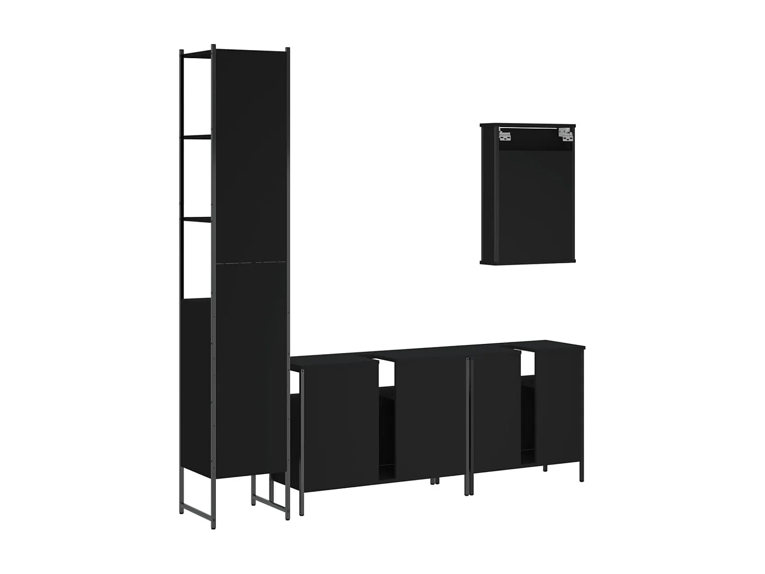 Ensemble de meubles salle de bain 4 pcs noir bois d'ingénierie