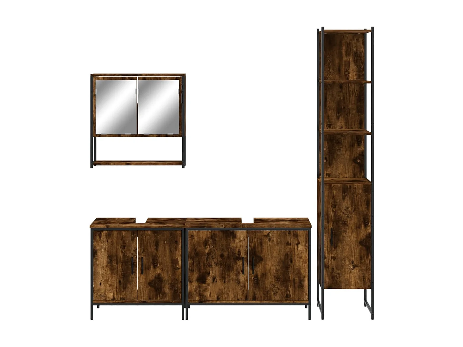 Ensemble de meubles de salle de bain 4 pcs Chêne fumé Bois