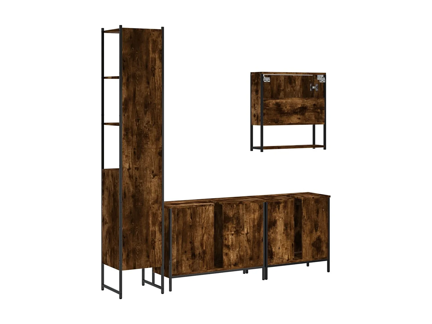 Ensemble de meubles de salle de bain 4 pcs Chêne fumé Bois