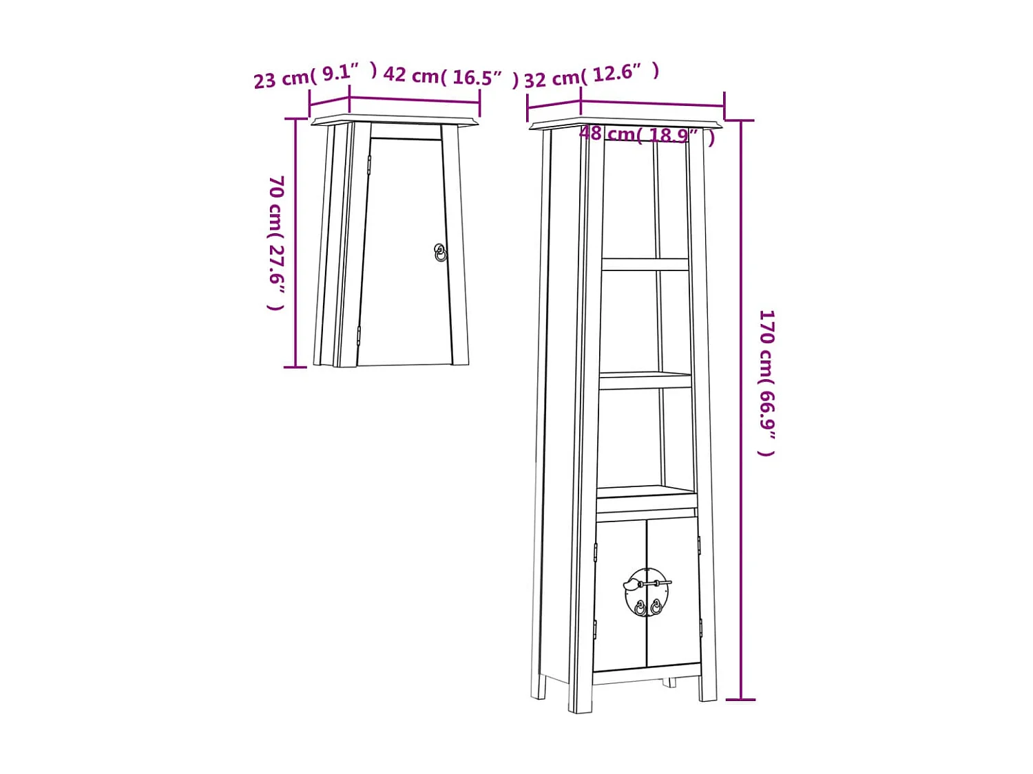 Ensemble de meubles de salle de bain 2 pcs bois de pin massif