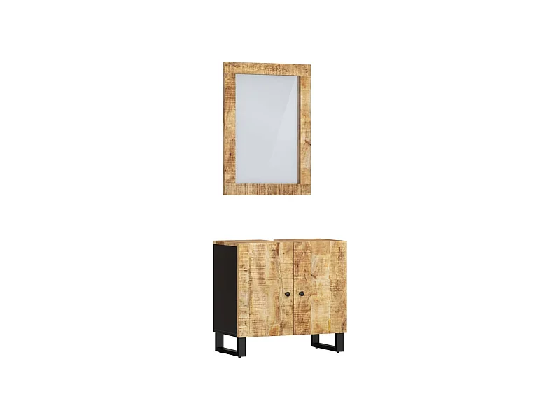 Ensemble de meubles salle de bain 2 pcs bois de manguier massif