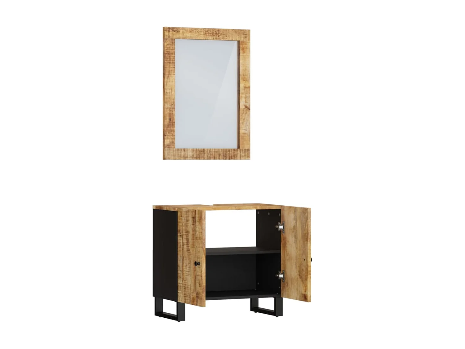 Ensemble de meubles salle de bain 2 pcs bois de manguier massif