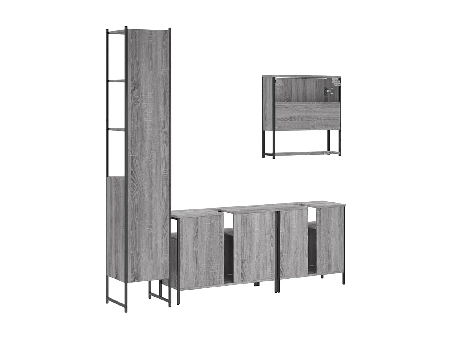 Ensemble de meubles de salle de bain 4 pcs Sonoma gris