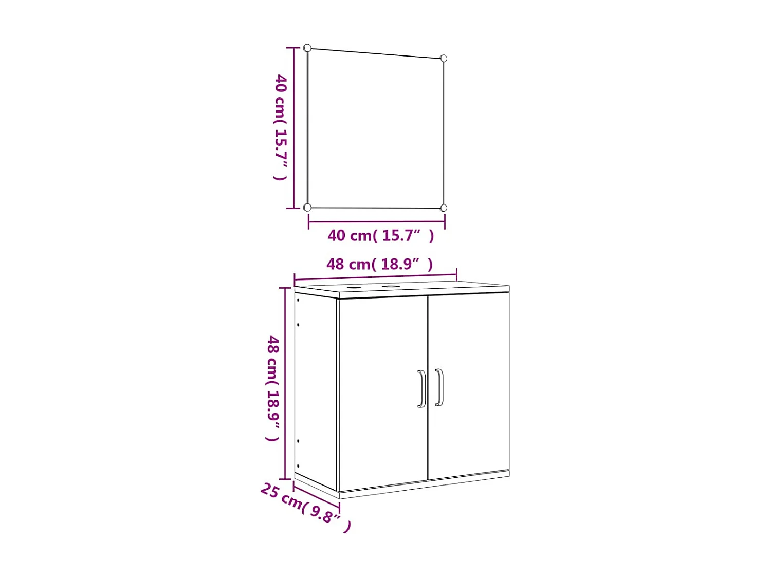 Ensemble de meubles salle de bain 2 pcs noir bois d'ingénierie
