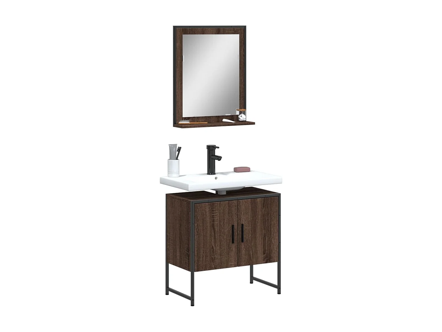 Ensemble d'armoires de salle de bain 2 pcs chêne marron