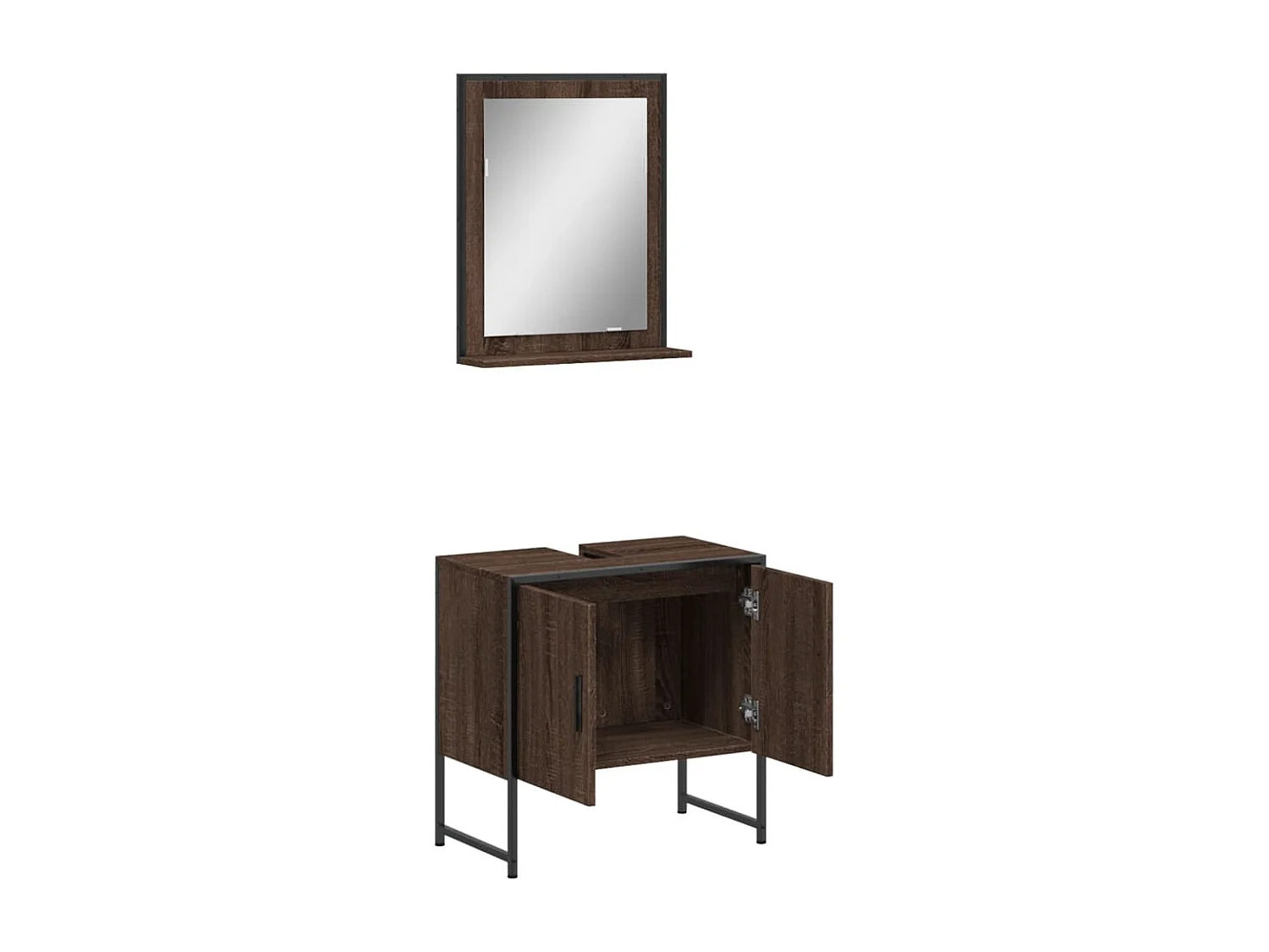 Ensemble d'armoires de salle de bain 2 pcs chêne marron