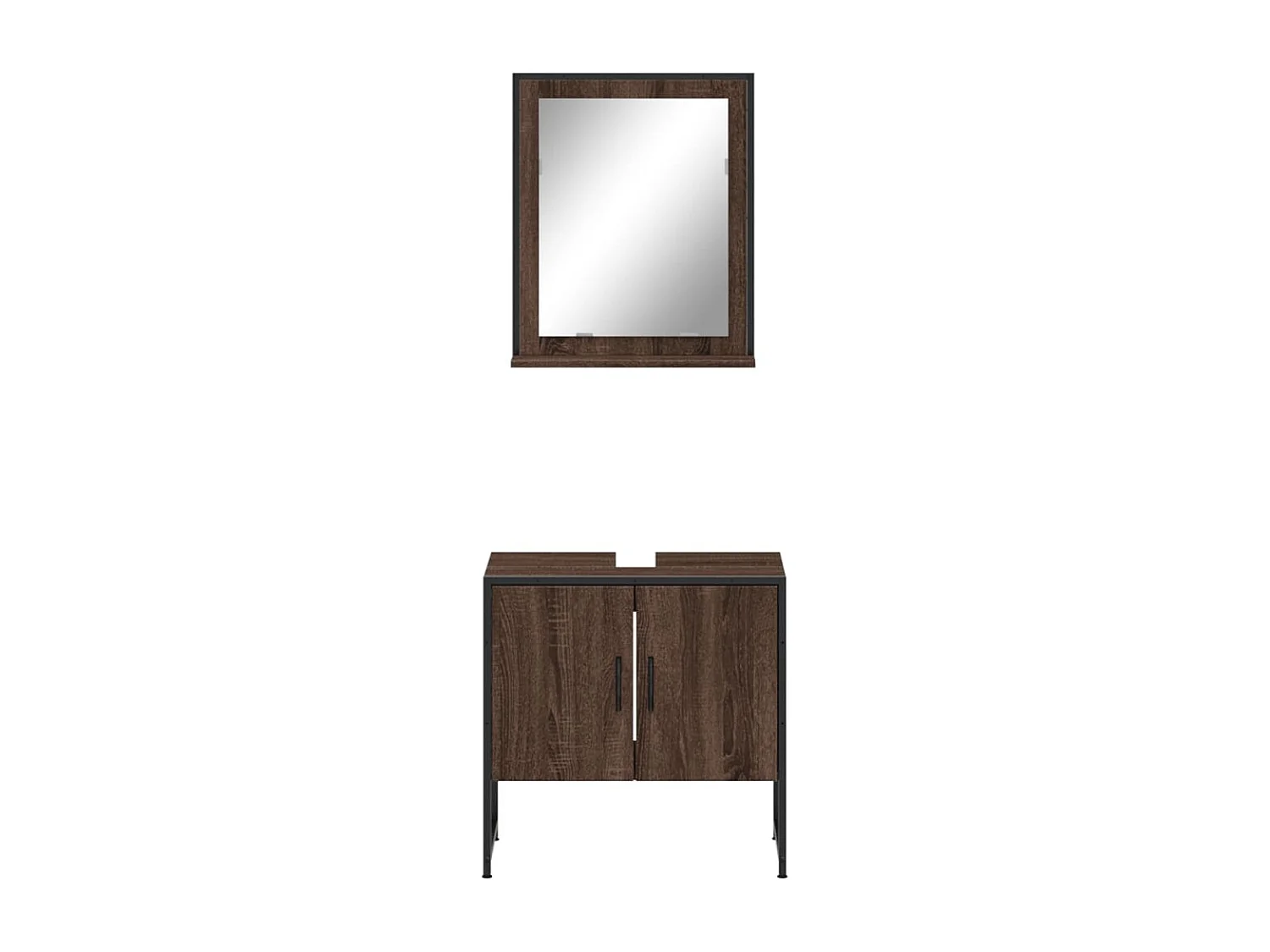 Ensemble d'armoires de salle de bain 2 pcs chêne marron