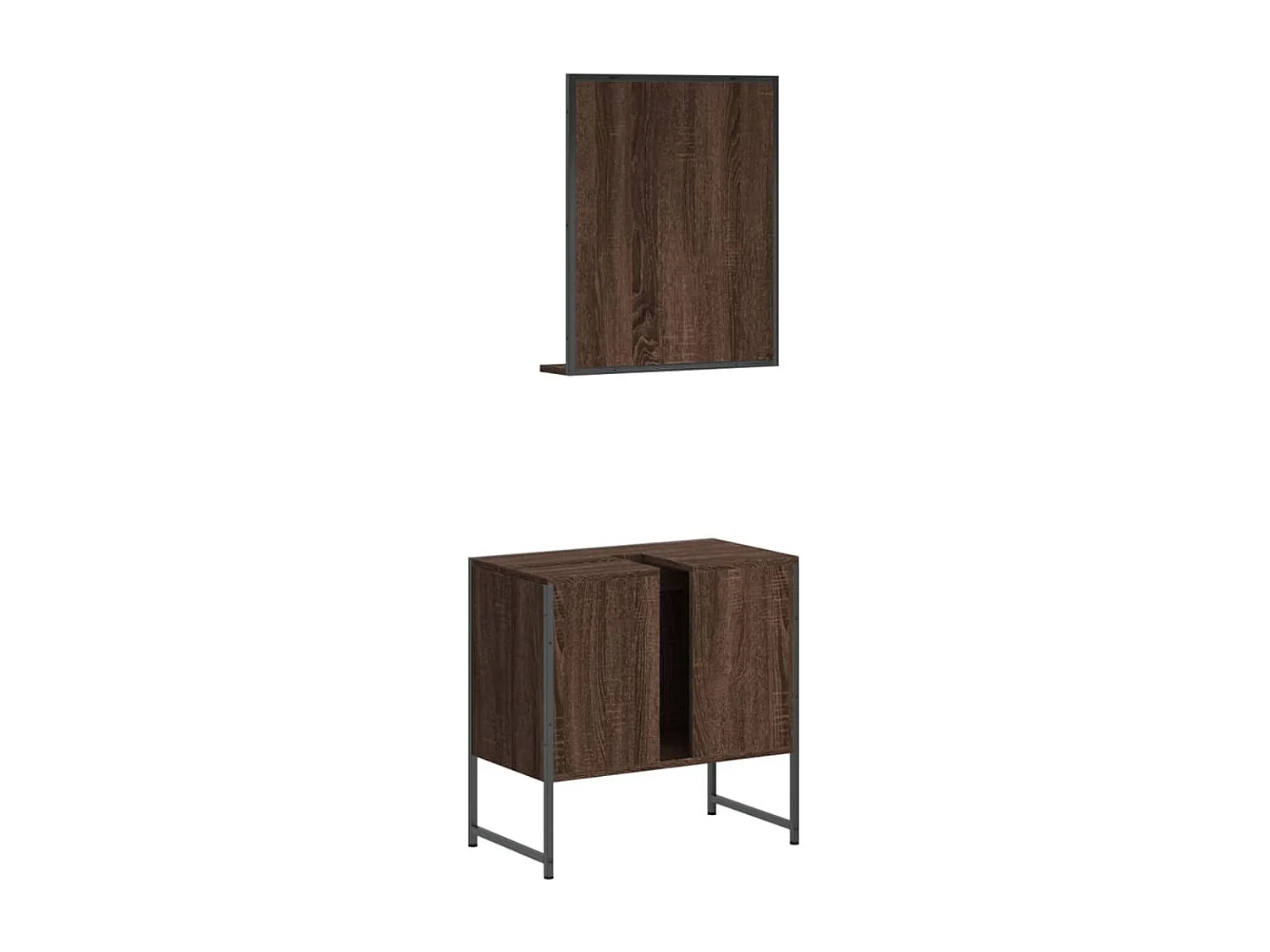 Ensemble d'armoires de salle de bain 2 pcs chêne marron