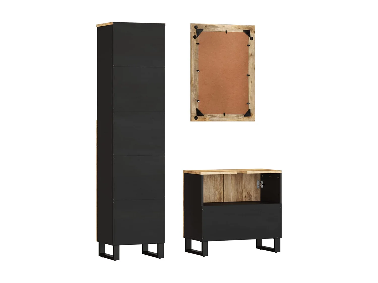 Ensemble de meubles de salle de bain 3 pcs bois manguier massif