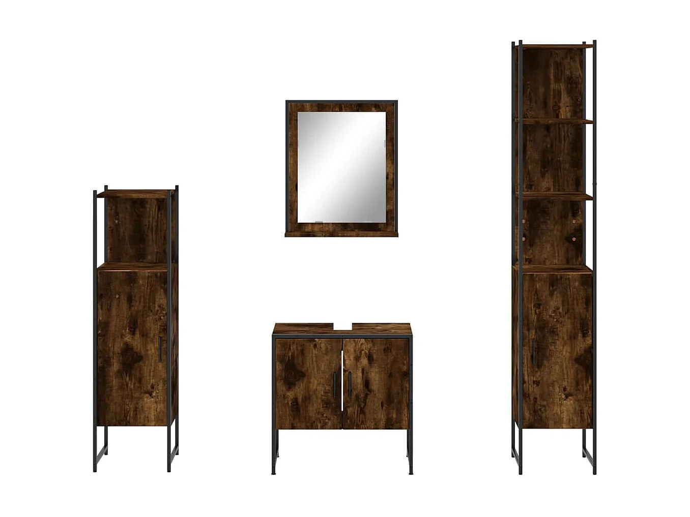 Ensemble d'armoires de salle de bain 4 pcs chêne fumé