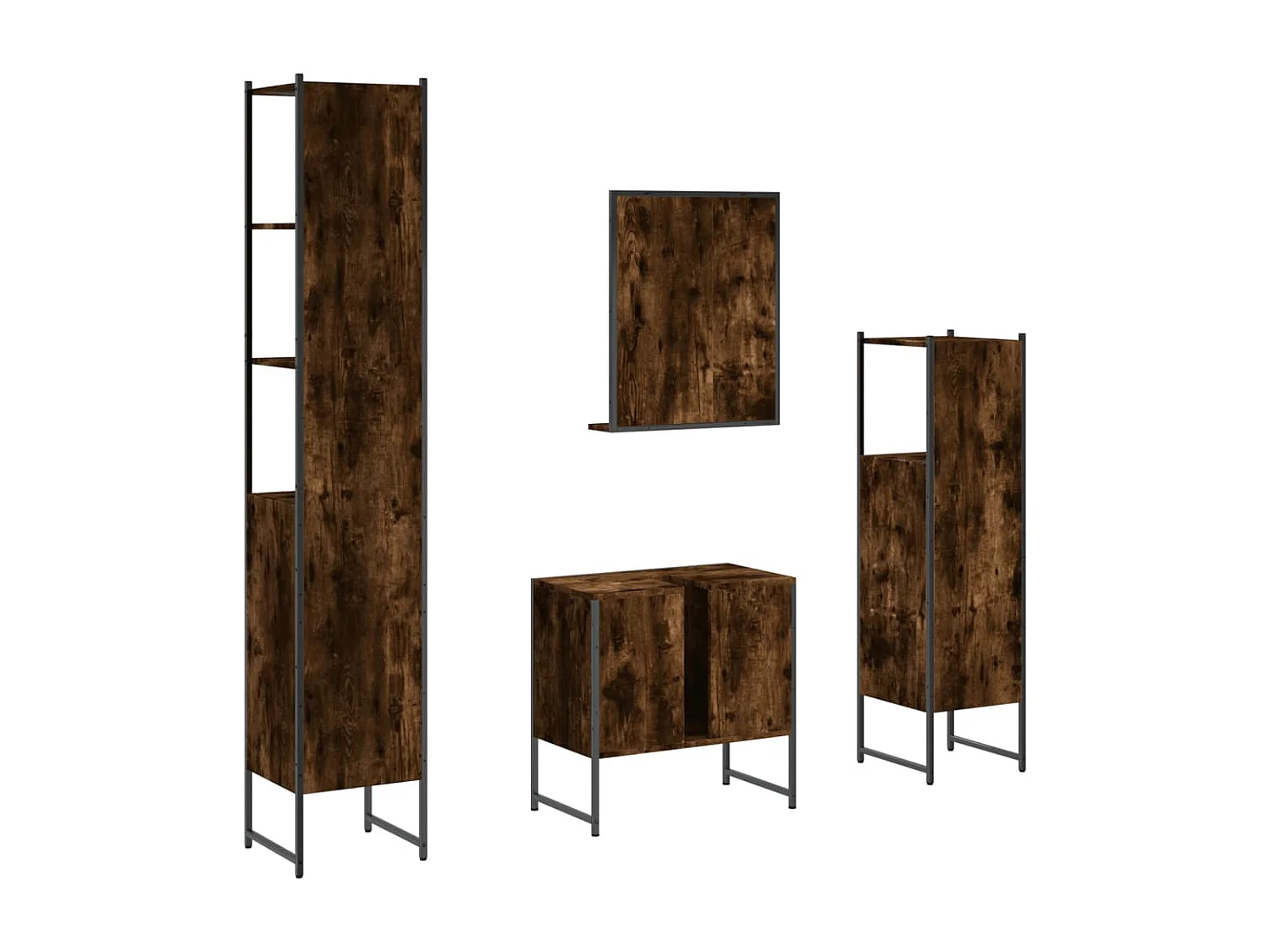 Ensemble d'armoires de salle de bain 4 pcs chêne fumé