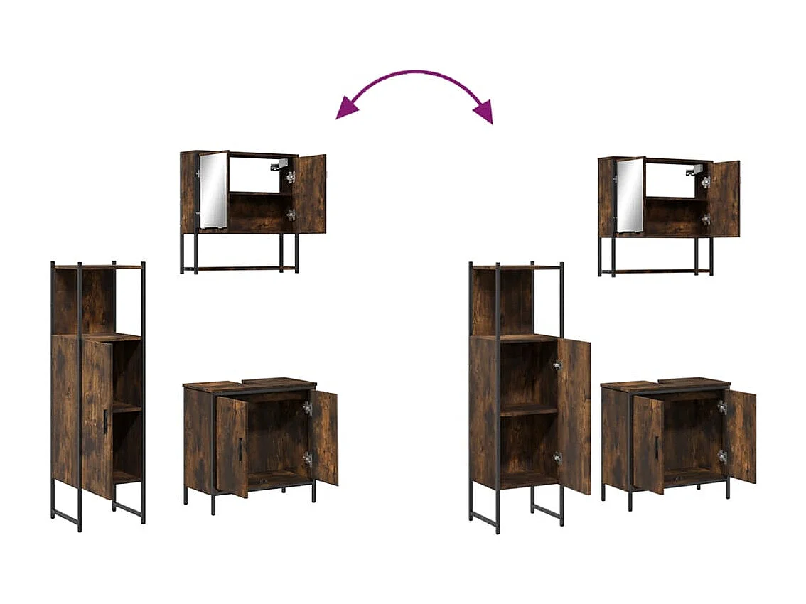 Ensemble de meubles de salle de bain 3 pcs Chêne fumé