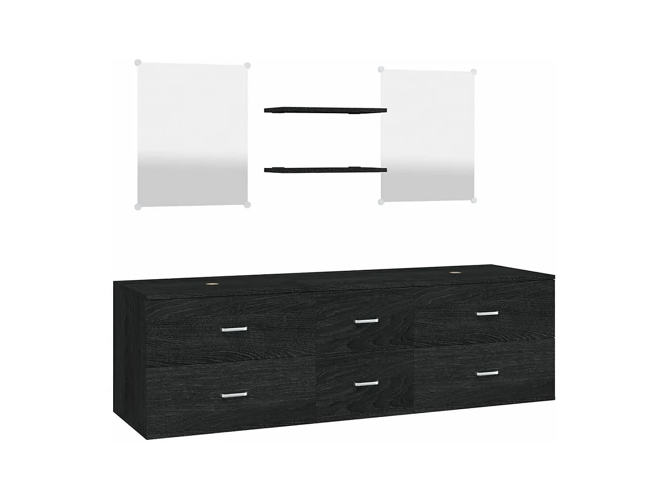 Ensemble de meubles salle de bain 5 pcs noir bois d'ingénierie