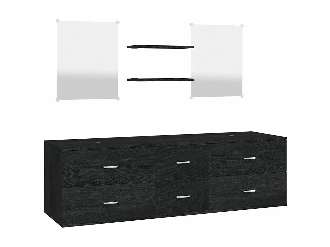 Ensemble de meubles salle de bain 5 pcs noir bois d'ingénierie