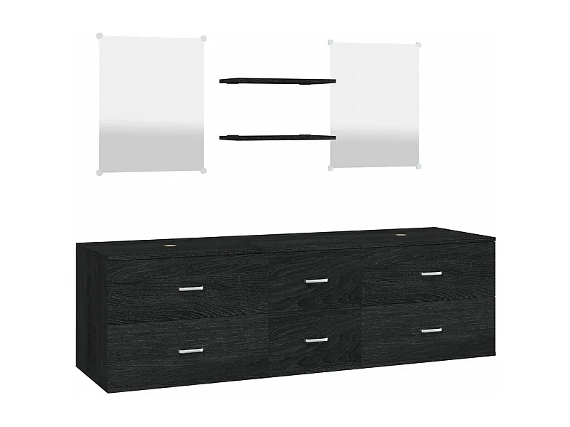 Ensemble de meubles salle de bain 5 pcs noir bois d'ingénierie