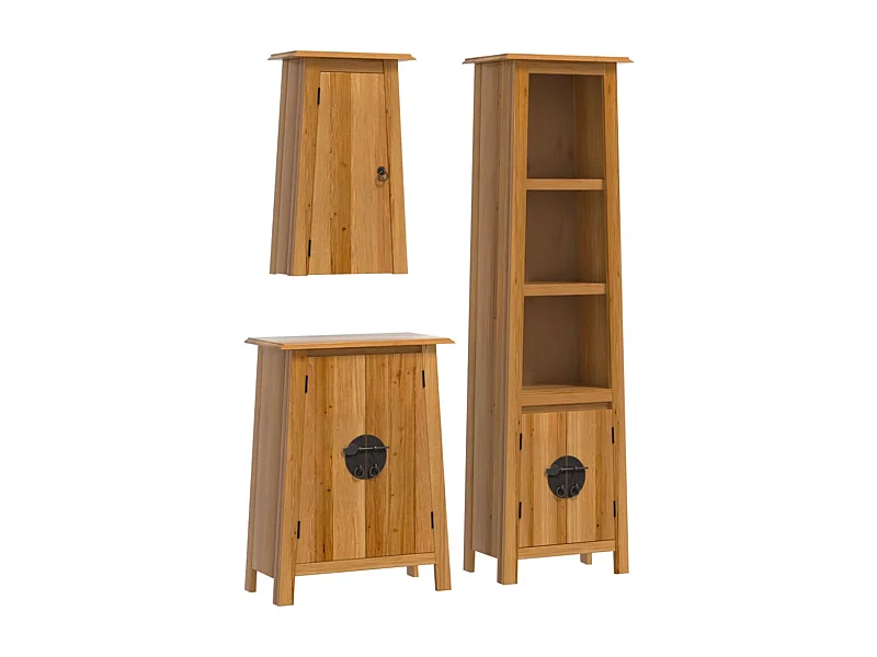 Ensemble de meubles de salle de bain 3 pcs bois de pin massif