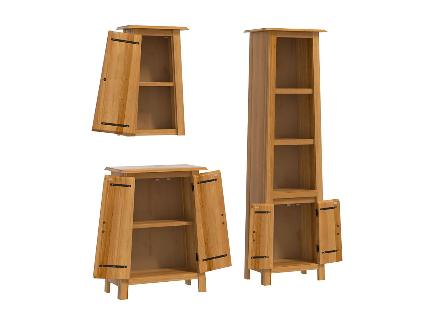 Ensemble de meubles de salle de bain 3 pcs bois de pin massif