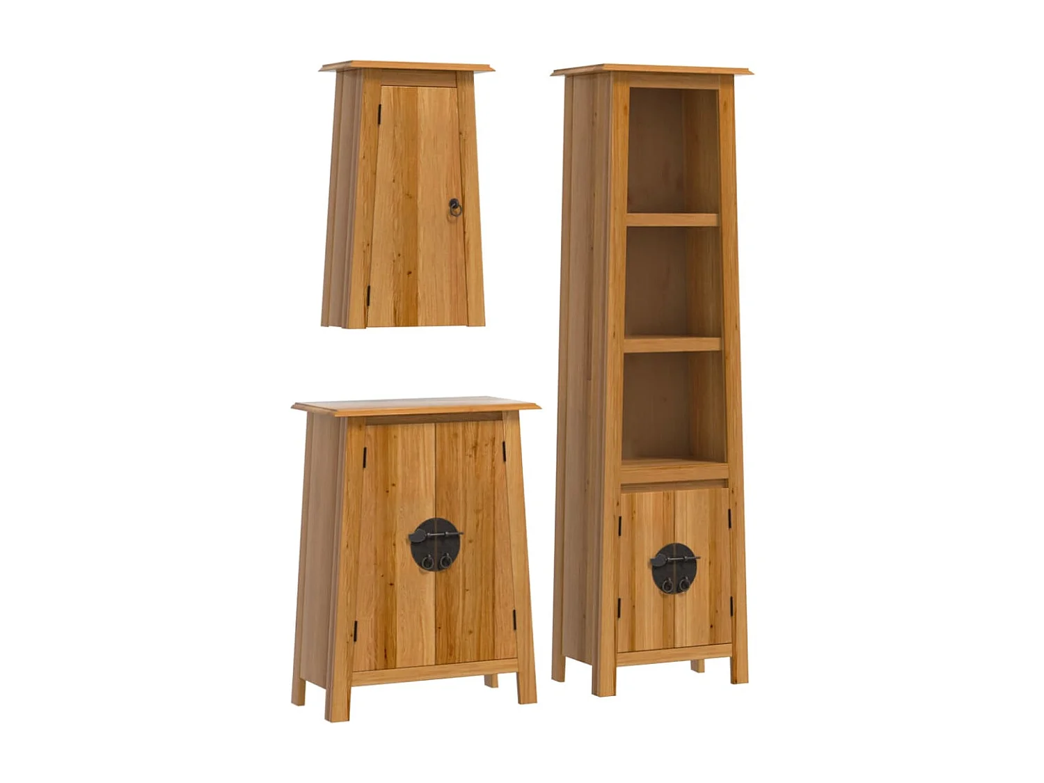 Ensemble de meubles de salle de bain 3 pcs bois de pin massif
