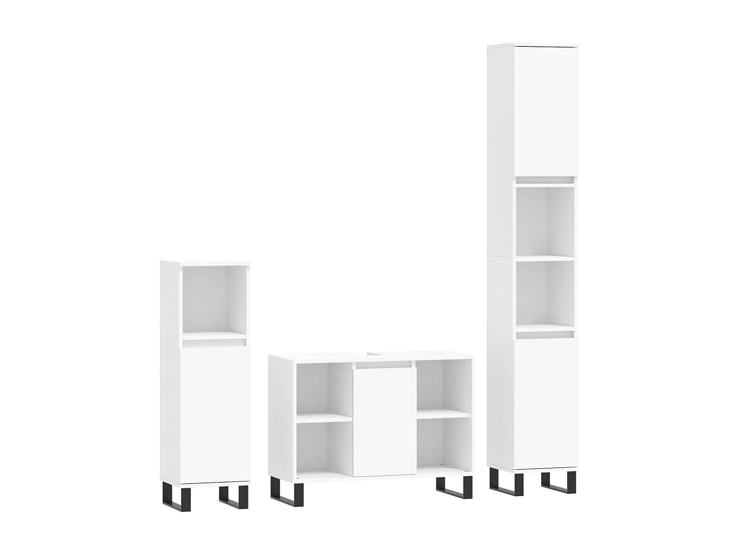 Ensemble de meubles salle de bain 3 pcs blanc bois d'ingénierie