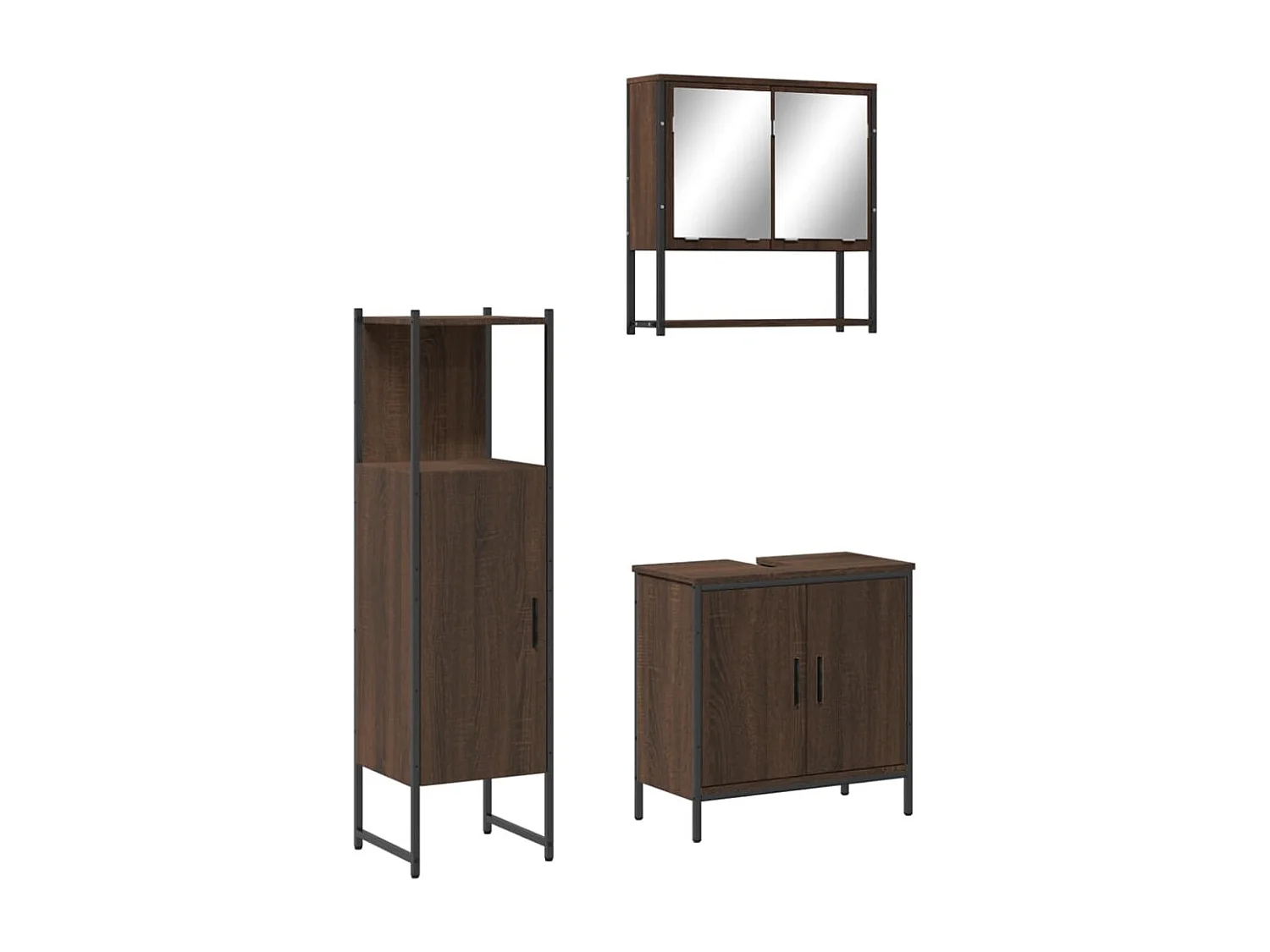 Ensemble de meubles de salle de bain 3 pcs Chêne marron