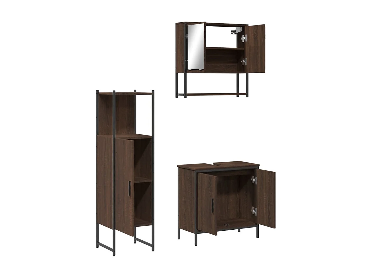 Ensemble de meubles de salle de bain 3 pcs Chêne marron