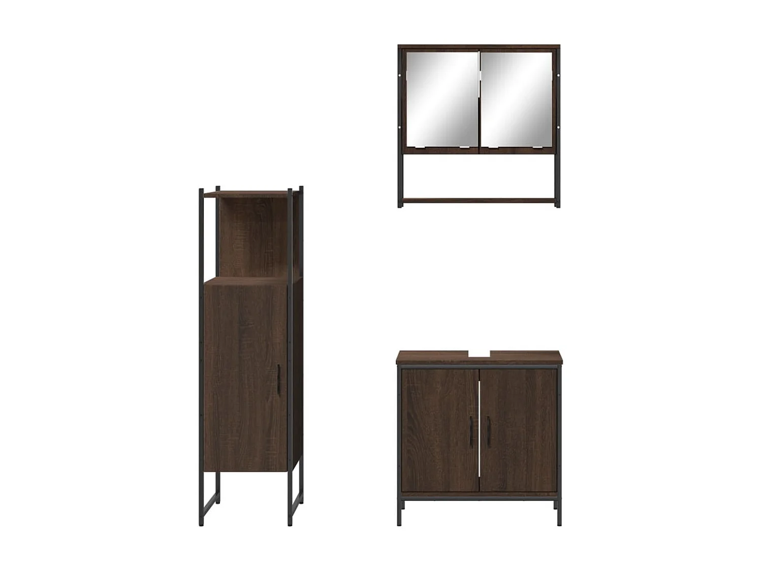 Ensemble de meubles de salle de bain 3 pcs Chêne marron