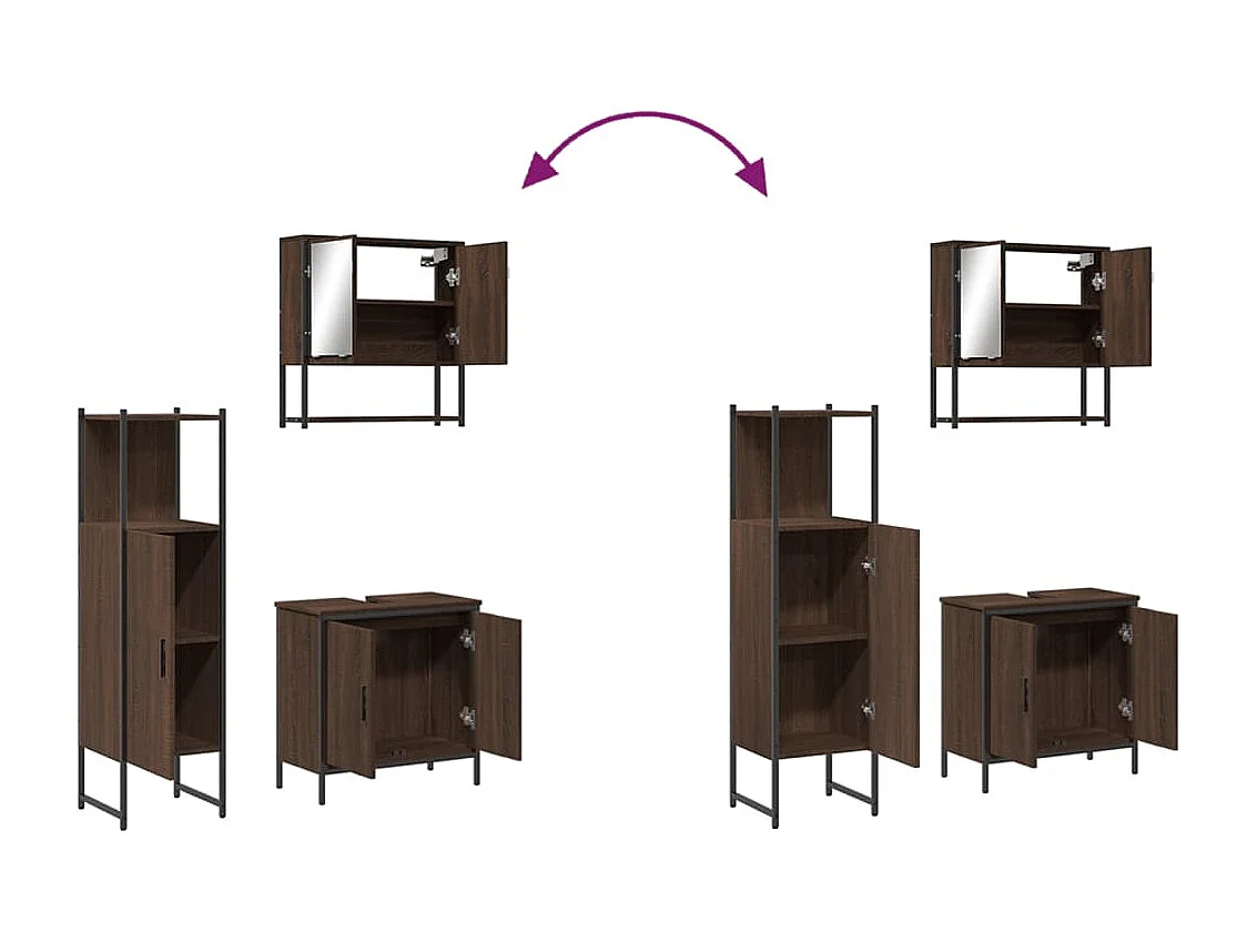 Ensemble de meubles de salle de bain 3 pcs Chêne marron