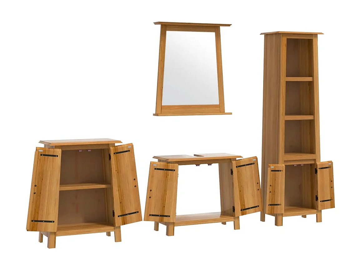 Ensemble de meubles de salle de bain 4 pcs bois de pin massif