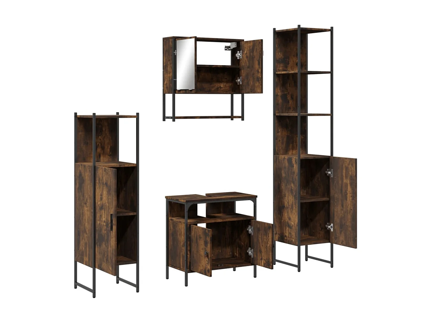 Ensemble de meubles de salle de bain 4 pcs Chêne fumé Bois