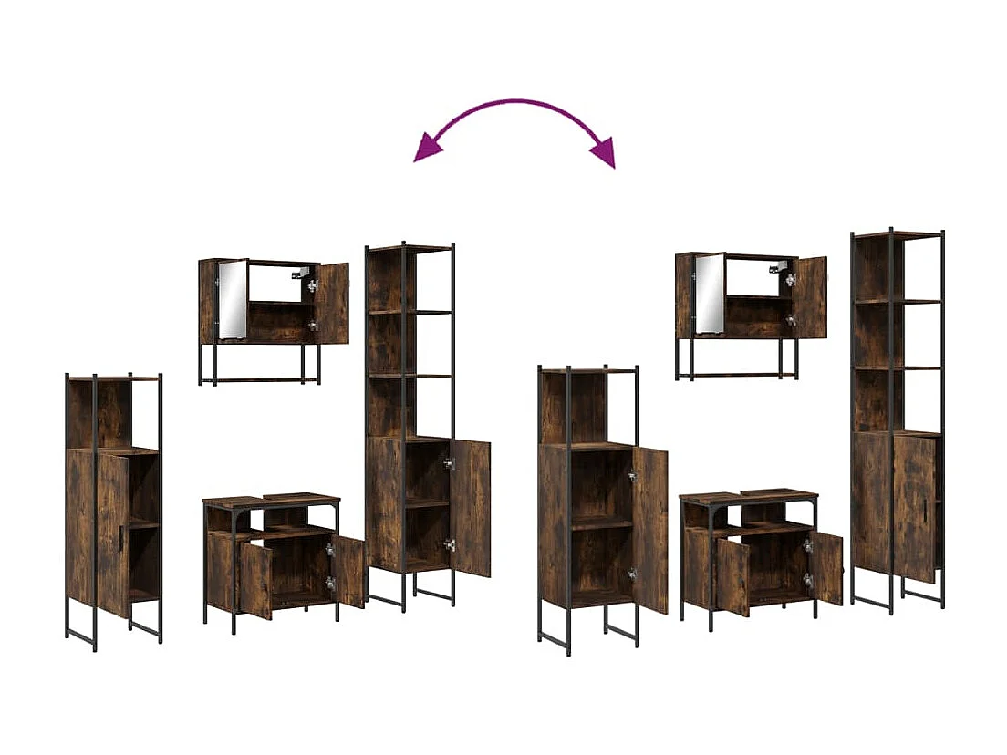 Ensemble de meubles de salle de bain 4 pcs Chêne fumé Bois