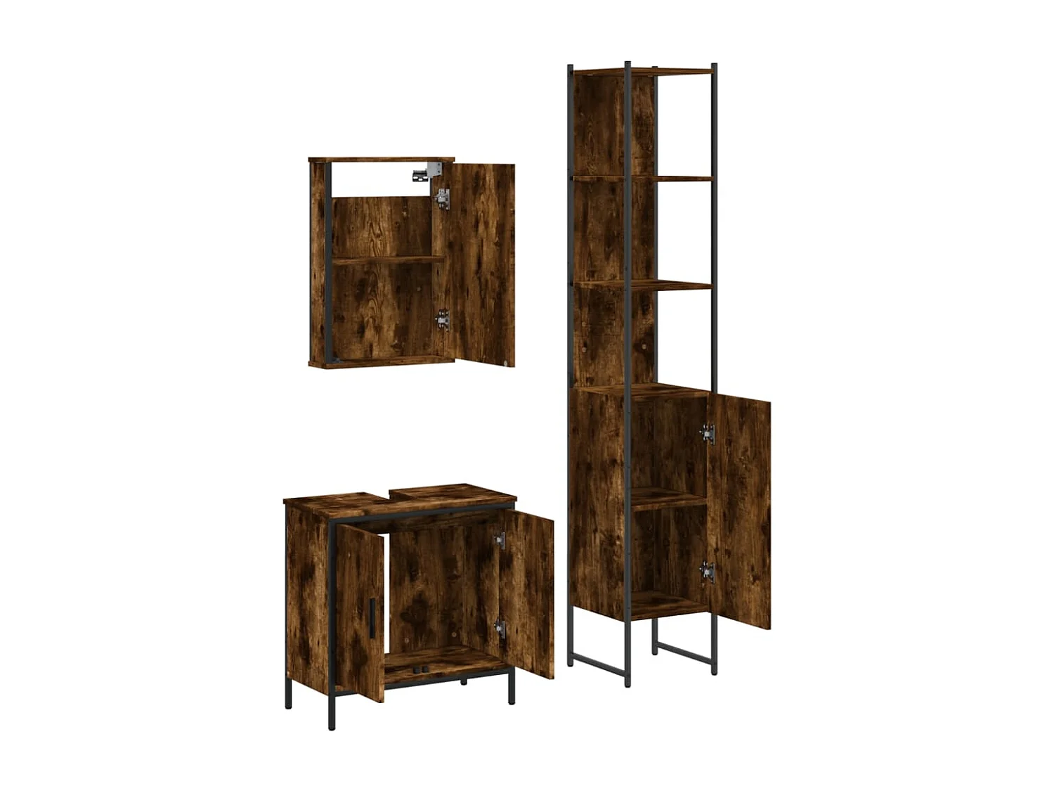 Ensemble de meubles de salle de bain 3 pcs Chêne fumé