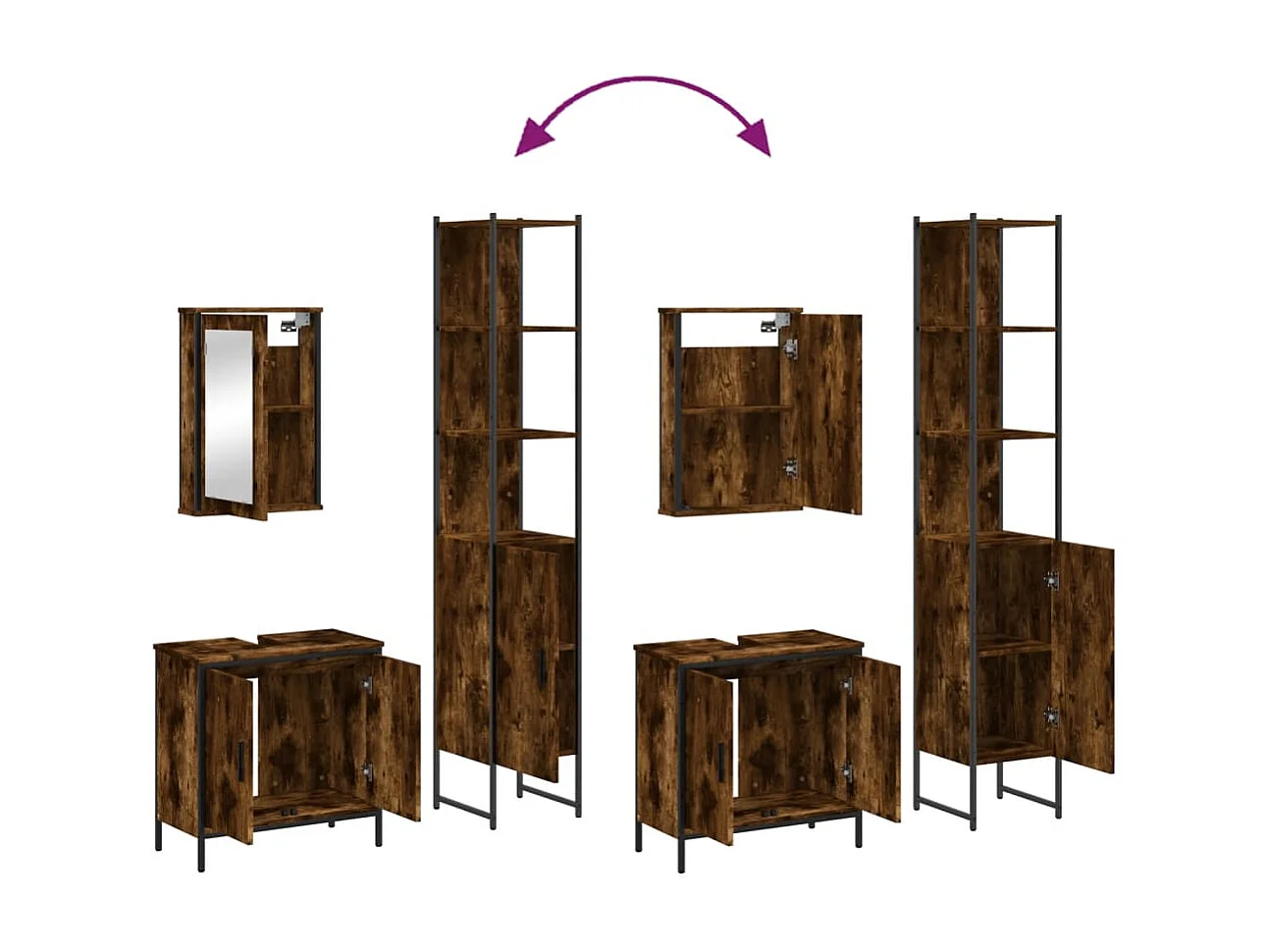 Ensemble de meubles de salle de bain 3 pcs Chêne fumé