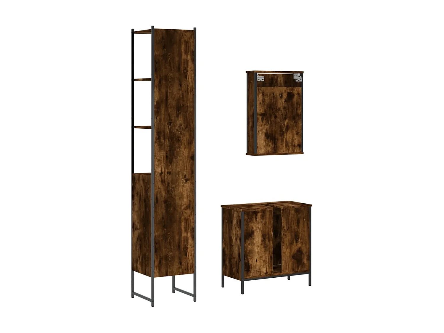 Ensemble de meubles de salle de bain 3 pcs Chêne fumé