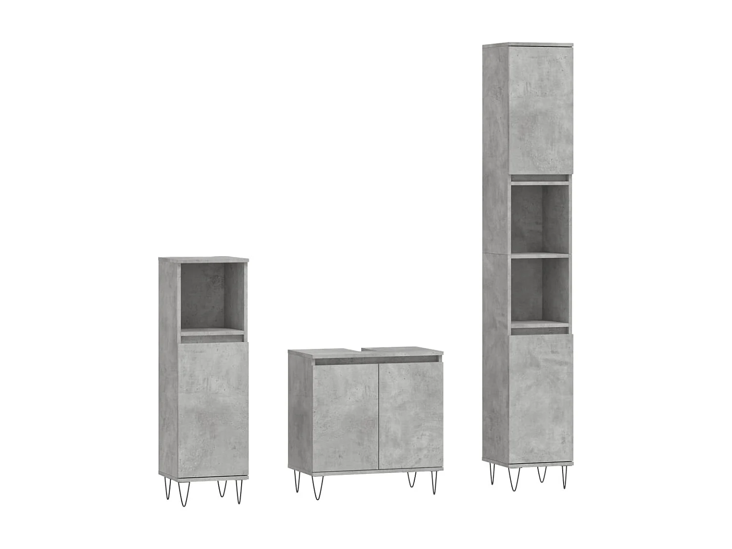 Ensemble d'armoires de salle de bain 3 pcs gris béton