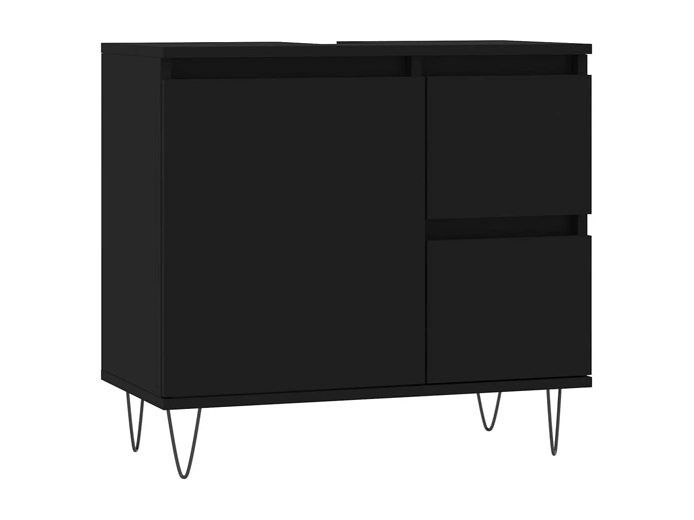 Ensemble de meubles salle de bain 3 pcs noir bois d'ingénierie